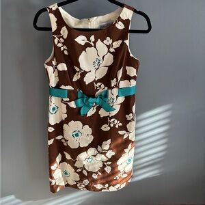 Jessica Howard size 6 cream/brown/turquoise dress - pristine condition!